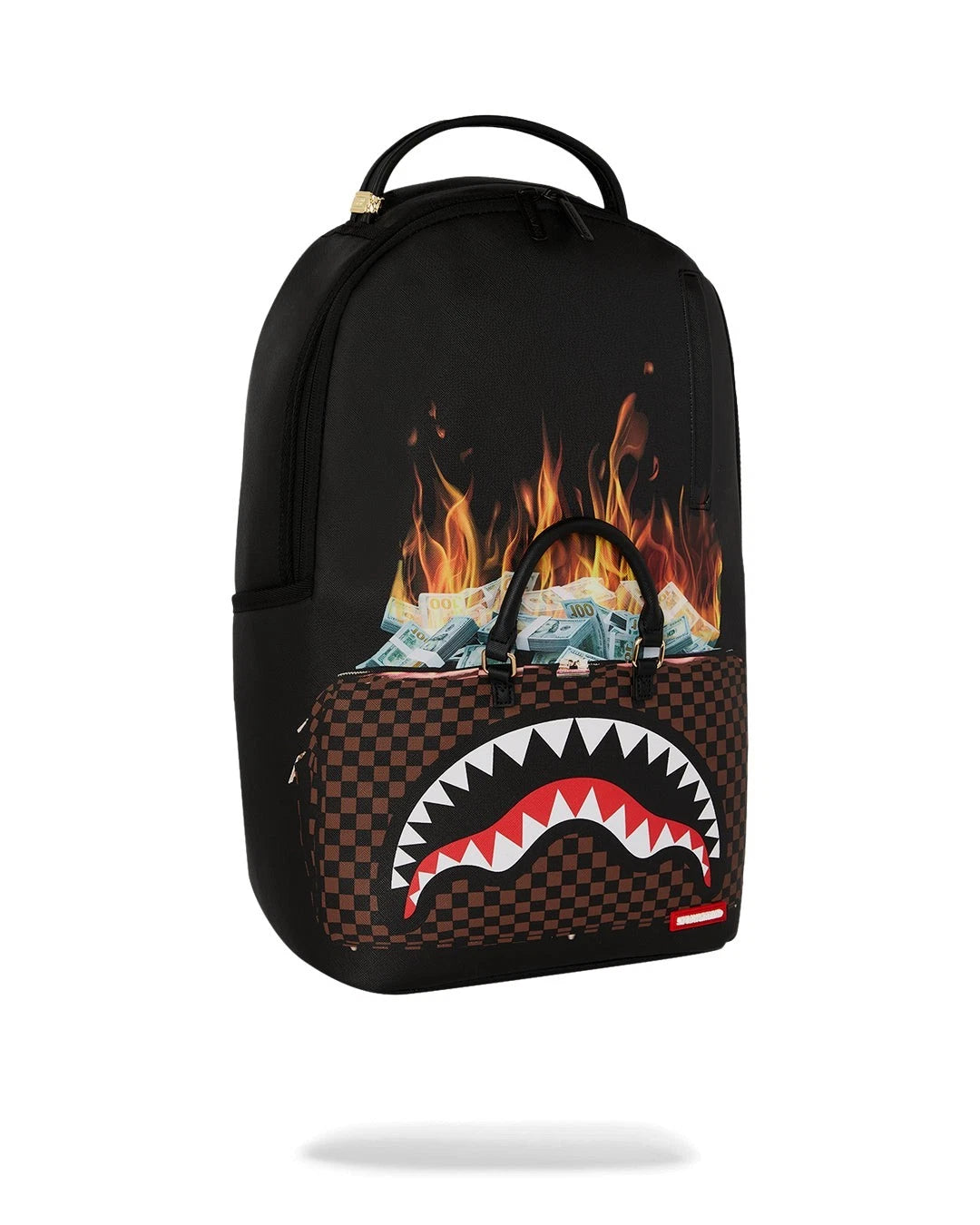 Sprayground Bag of Money on Fire Backpack Unisex Black Adjustable Straps SPR250 (Black,One Size)
