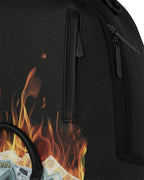 Sprayground Bag of Money on Fire Backpack Unisex Black Adjustable Straps SPR250 (Black,One Size)