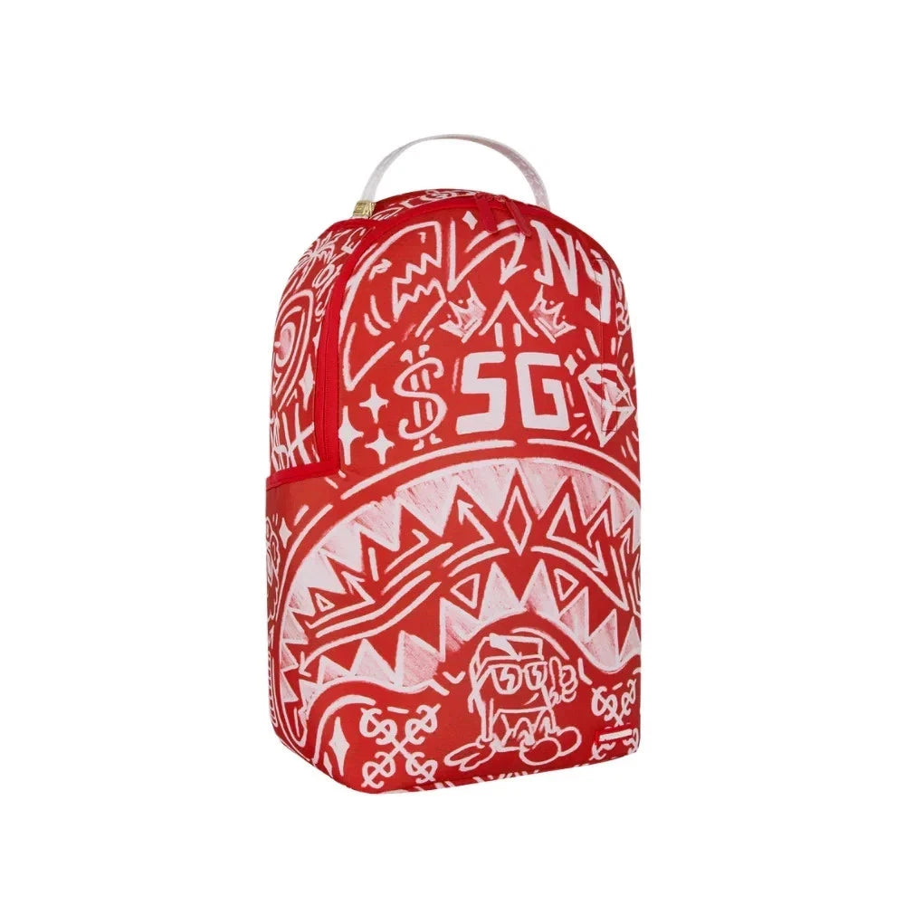Sprayground Graffiti Wall Red Backpack Unisex OS Red Shoulder Strap Bag SPR249 (Red,One Size)