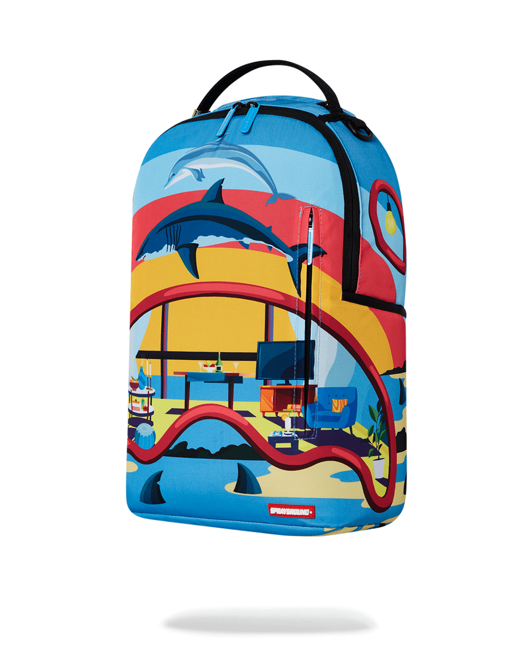 Sprayground Realtor Shark DLXSR Backpack Unisex Multi Adjustable Strap Bag SPR68 (Multicolor,One Size)