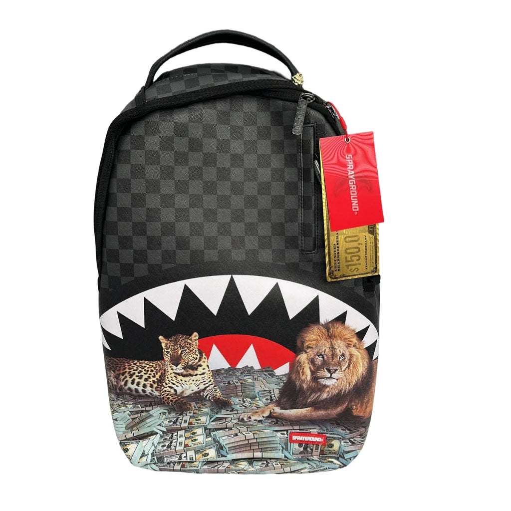 Sprayground Backpack Unisex Black Checkerboard Graphic Shoulder Strap Bag SPR271 (Black,One Size)