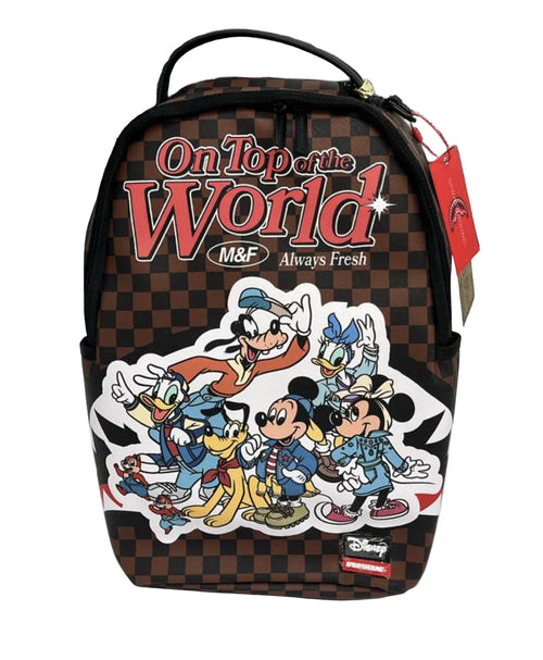 Sprayground Backpack Unisex Brown Mickey Mouse Graphic Shoulder Strap Bag SPR275 (Brown,One Size)