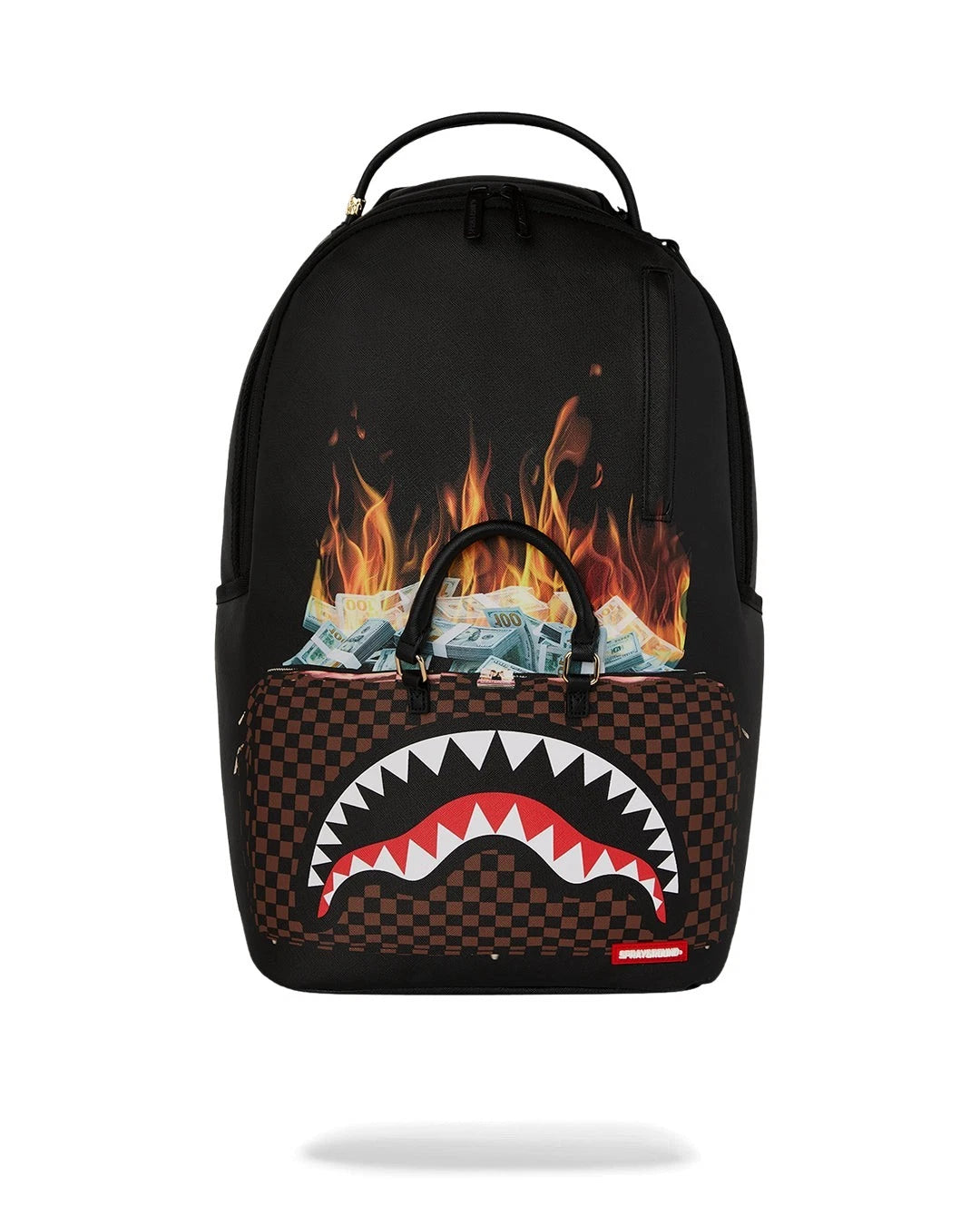 Sprayground Bag of Money on Fire Backpack Unisex Black Adjustable Straps SPR250 (Black,One Size)