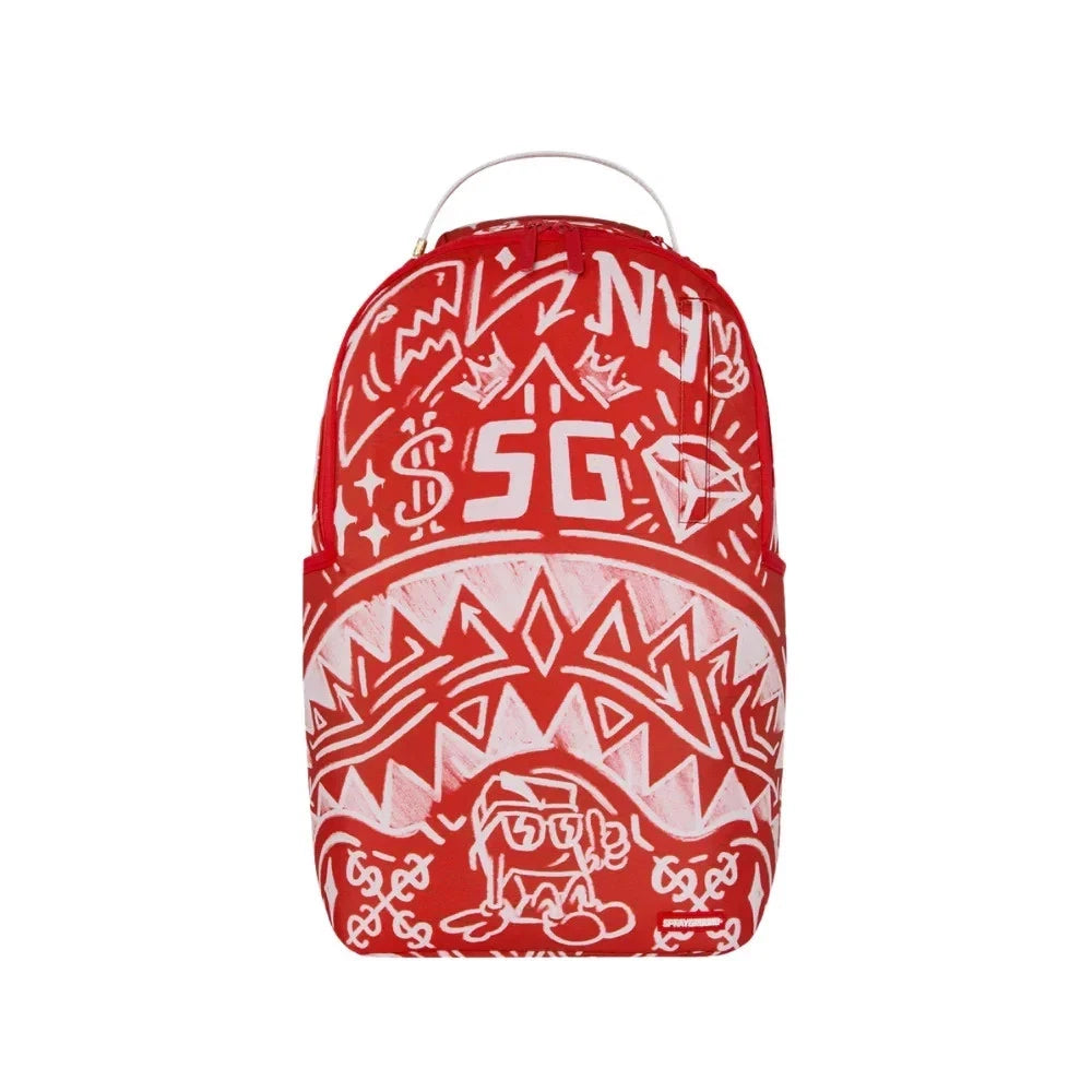 Sprayground Graffiti Wall Red Backpack Unisex OS Red Shoulder Strap Bag SPR249 (Red,One Size)