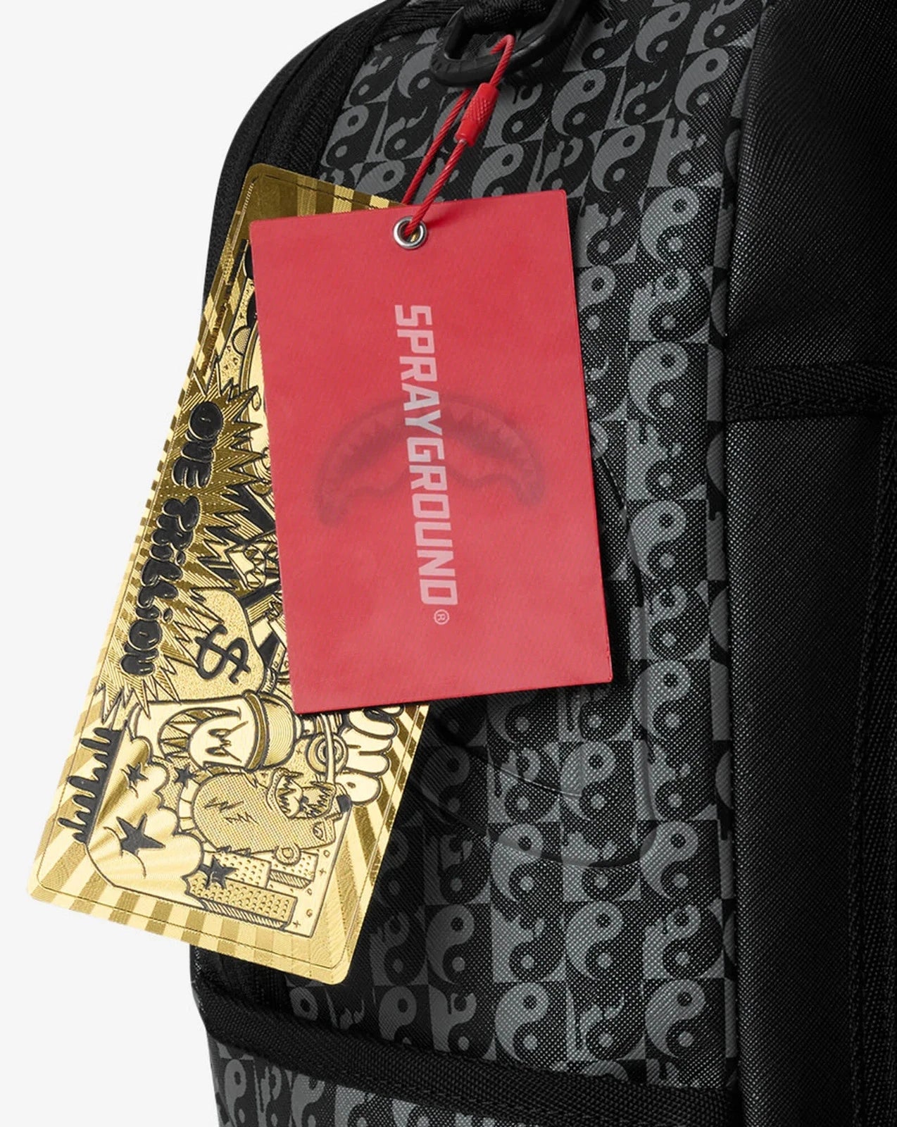 Sprayground Ying Yang Backpack Unisex Black Graphic Adjustable Strap SPR260 (Black,One Size)
