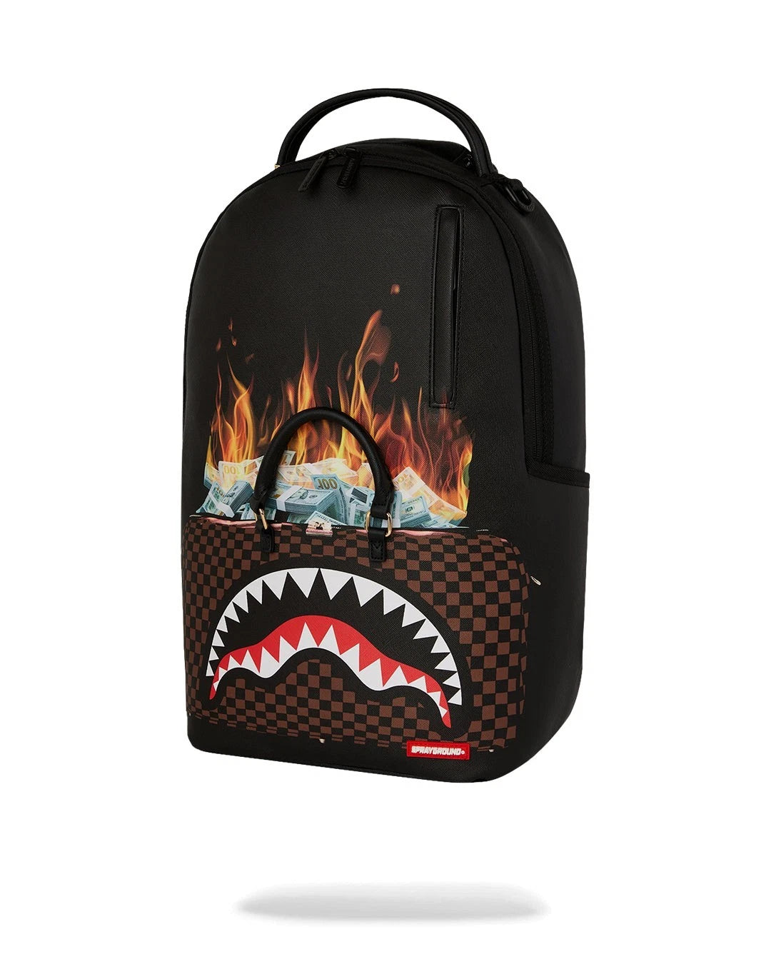 Sprayground Bag of Money on Fire Backpack Unisex Black Adjustable Straps SPR250 (Black,One Size)