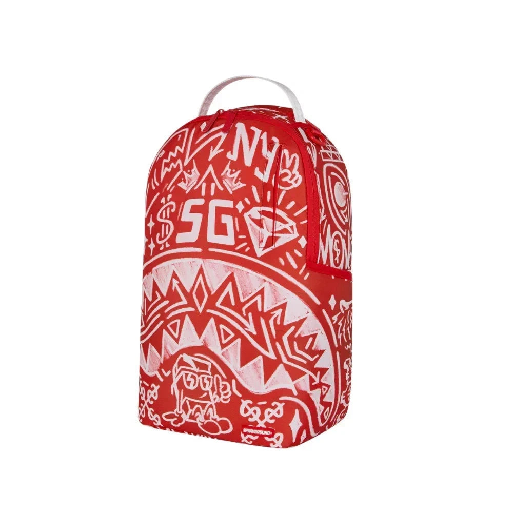 Sprayground Graffiti Wall Red Backpack Unisex OS Red Shoulder Strap Bag SPR249 (Red,One Size)